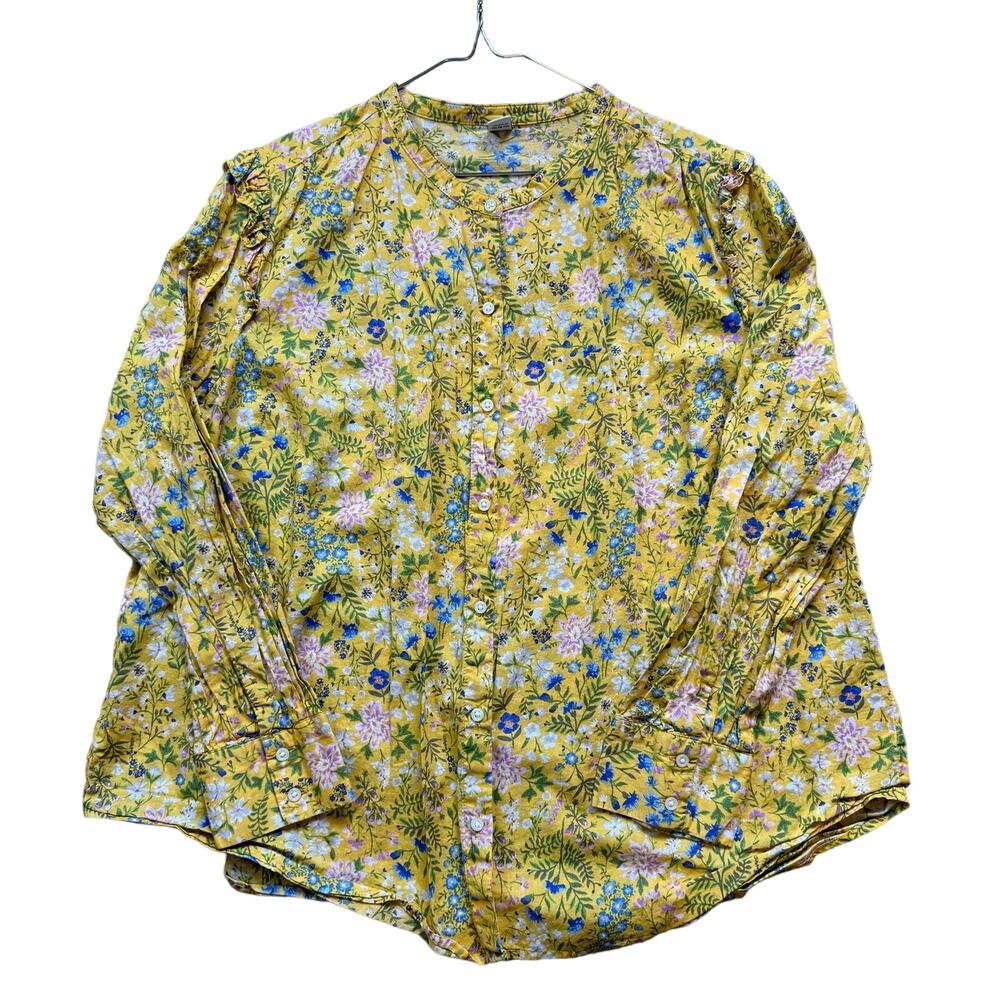 Old Navy Floral Ruffle Tunic Women’s Plus Size XXL Yellow Boho Feminine